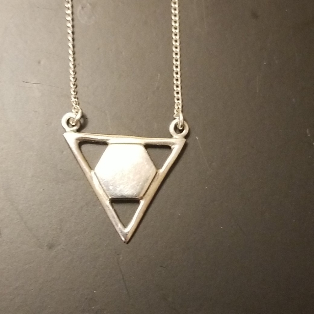 Sterling triangle hexagon necklace